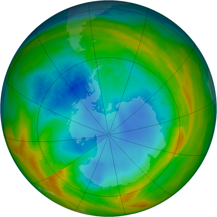 Antarctic ozone map for 07 August 1986